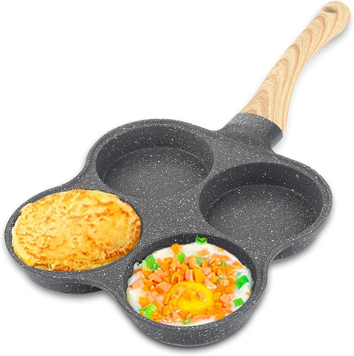 4-Vaks Koekenpan Anti-Aanbak voor Pannenkoeken, Burgers en Gebakken Eieren