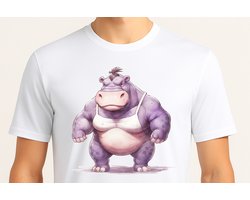 Hippo Muscle Power - T Shirt - Gym - Strong - BeastMode - GymLifestyle - Gift - Cadeau - Sterk - FitnessMotivatie - GymMotivatie