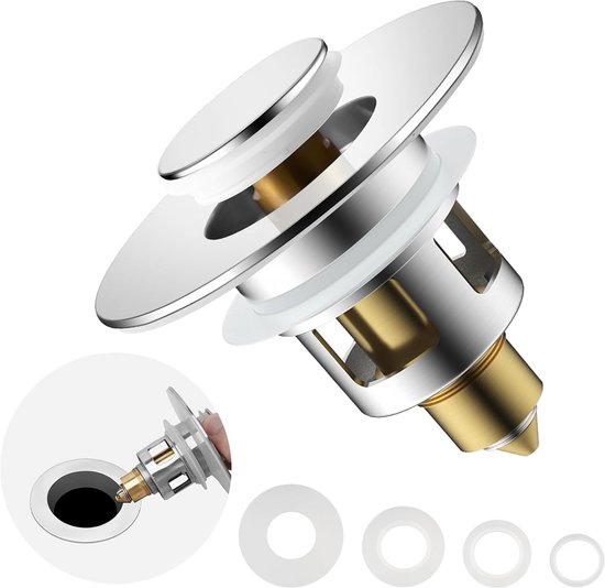 Universele Pop-Up Wastafel Stop met Overloop voor Badkamer | bol