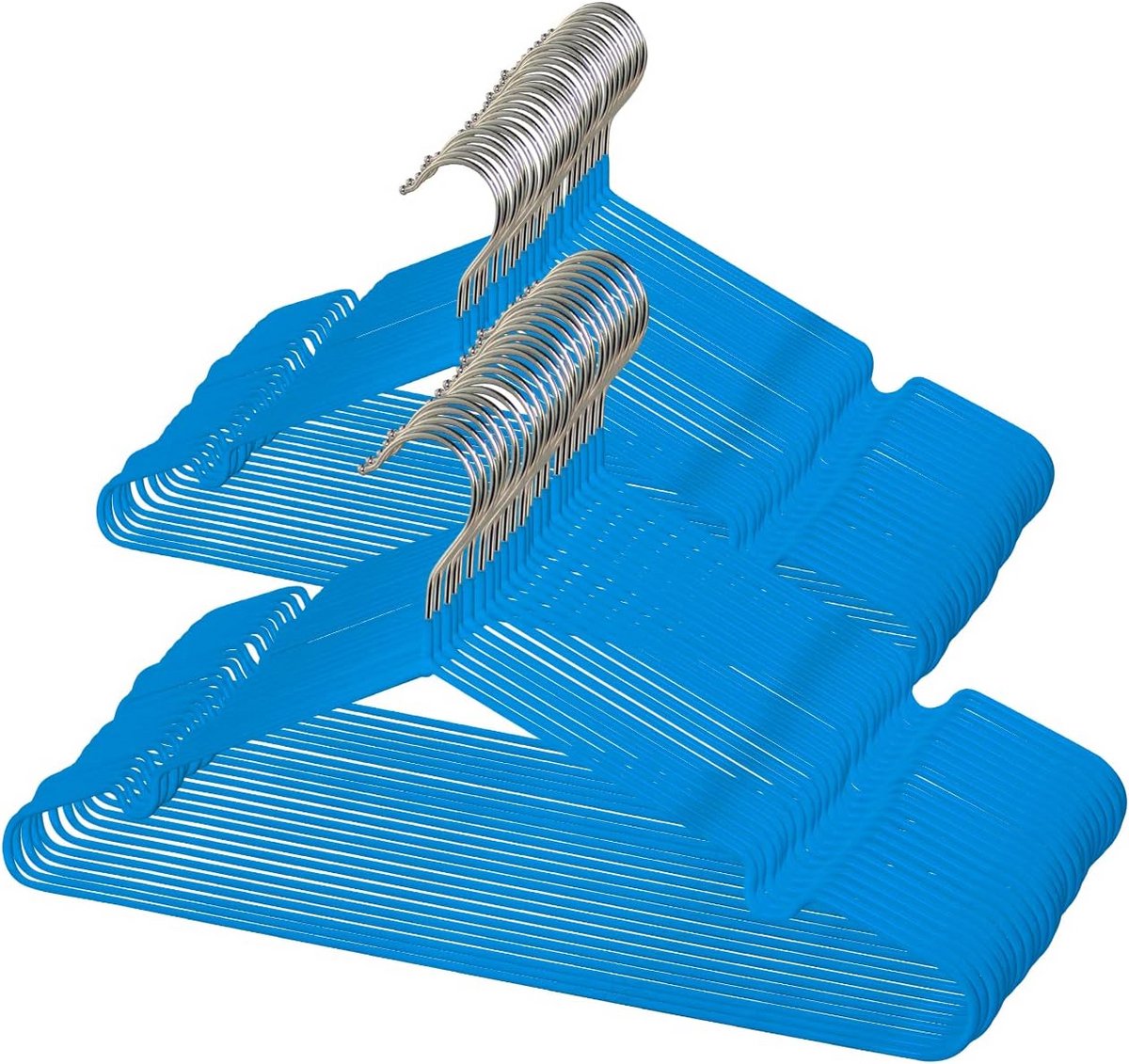 Set van 120 Metalen Kledinghangers - Blauw, Antislip en Robuust