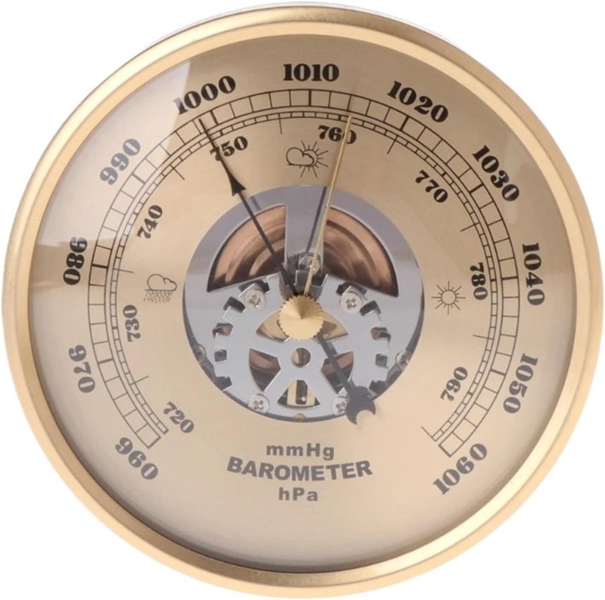 Weerstation Barometer - Luchtdrukmeter Analoog - Weersvoorspelling Buiten - Mechanisch Geen Batterijen - 108 cm Diameter - Goud