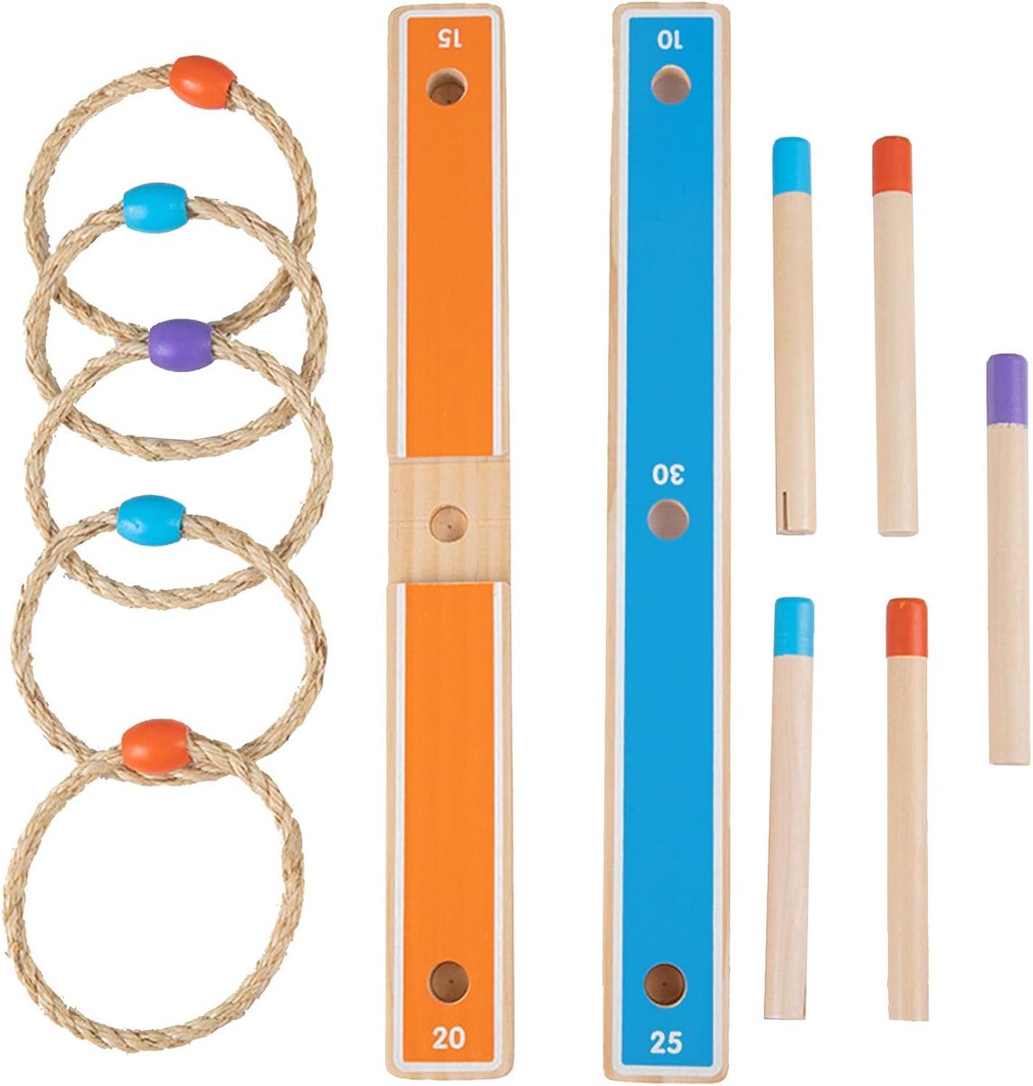 Ringwerpspel Hout - Quoits Kermisspel - Buitenspel Behendigheid - Veilig Binnen Buiten - 40x4.5 cm