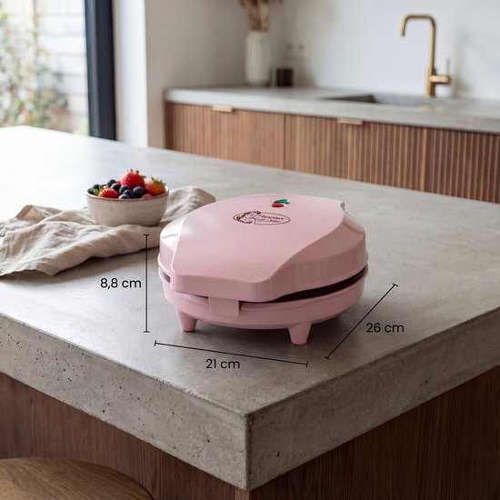 Bestron Wafelijzer - ASW217 - 700W - 5 hartvormige wafels - Anti aanbaklaag - Roze - 5 jaar garantie