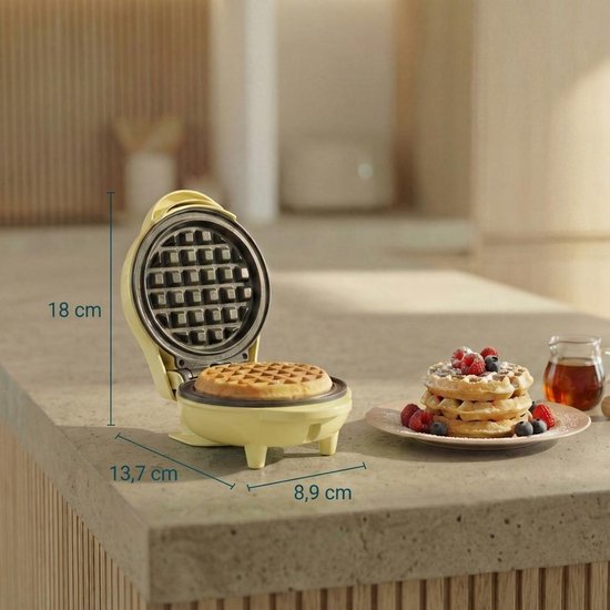 Bestron Wafelijzer - AMW500V - 550W - Mini wafel - Anti aanbaklaag - Geel - 5 jaar garantie van Bestron — afbeelding 3