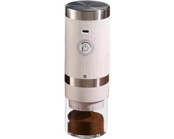 Elektrische Koffiemolen - Bonenmaler Draadloos - Verse Koffie Zetten - Conische Maalschijf - 20 cm Hoog - Wit