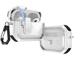 Coverzs TPU Rugged case met lock geschikt voor AirPods 4 - TPU Hoesje - Hoesje met slot - Optimale bescherming & Veiligheid
