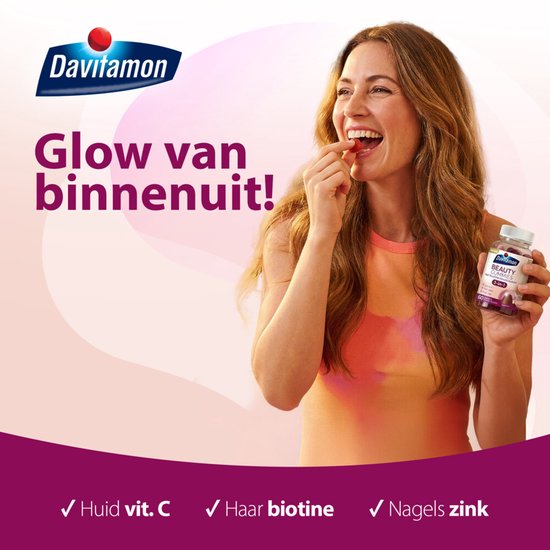 Davitamon Beauty Gummies met Biotine en Collageen - Multivitaminen - Glow van binnenuit - 60 gummies