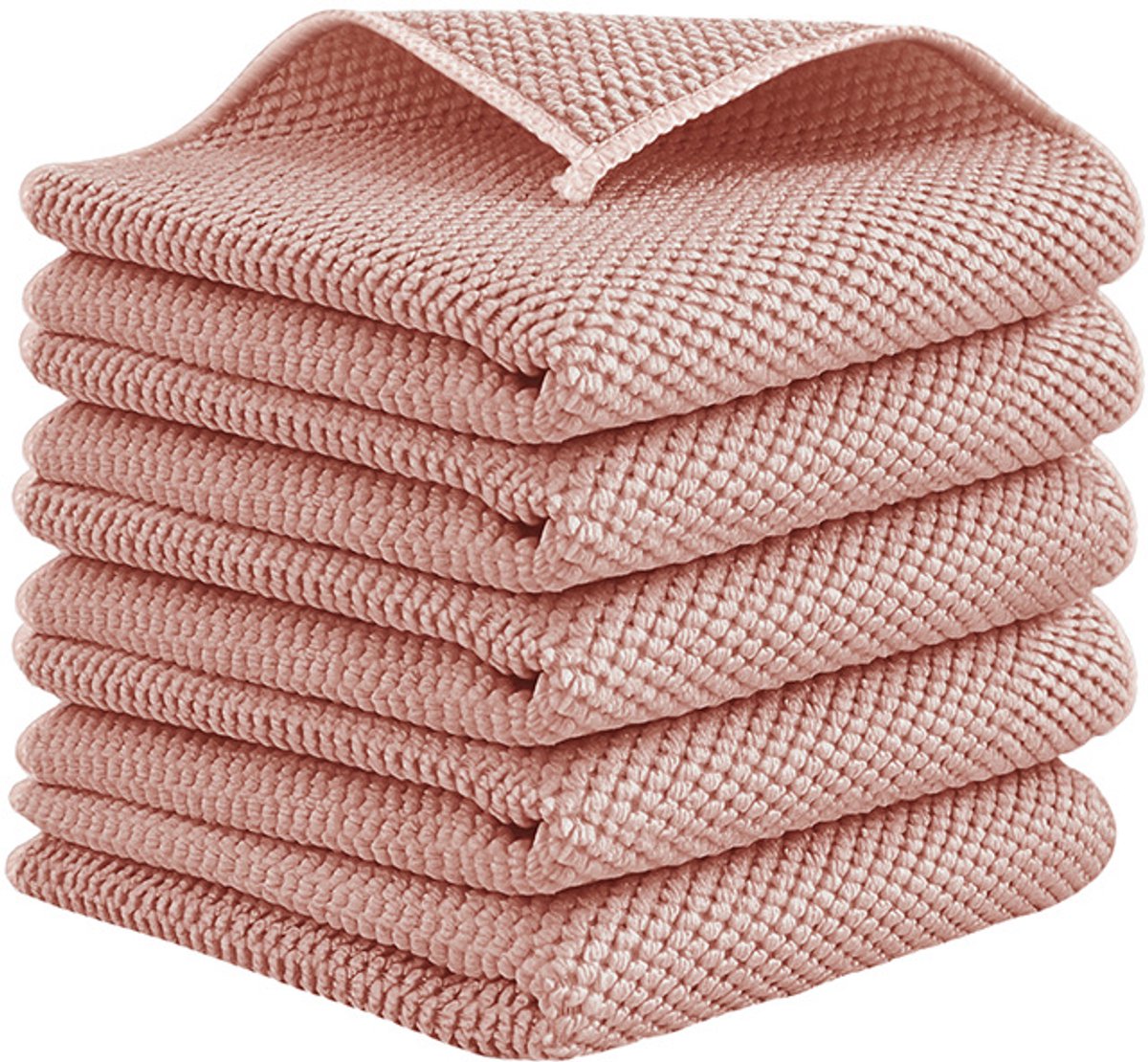 5 schoonmaakdoeken - Microvezel - Multifunctioneel - Extra dik schuursponsje - Huishoudelijk - Tafel- en afwasdoek - Absorberende doek - Roze