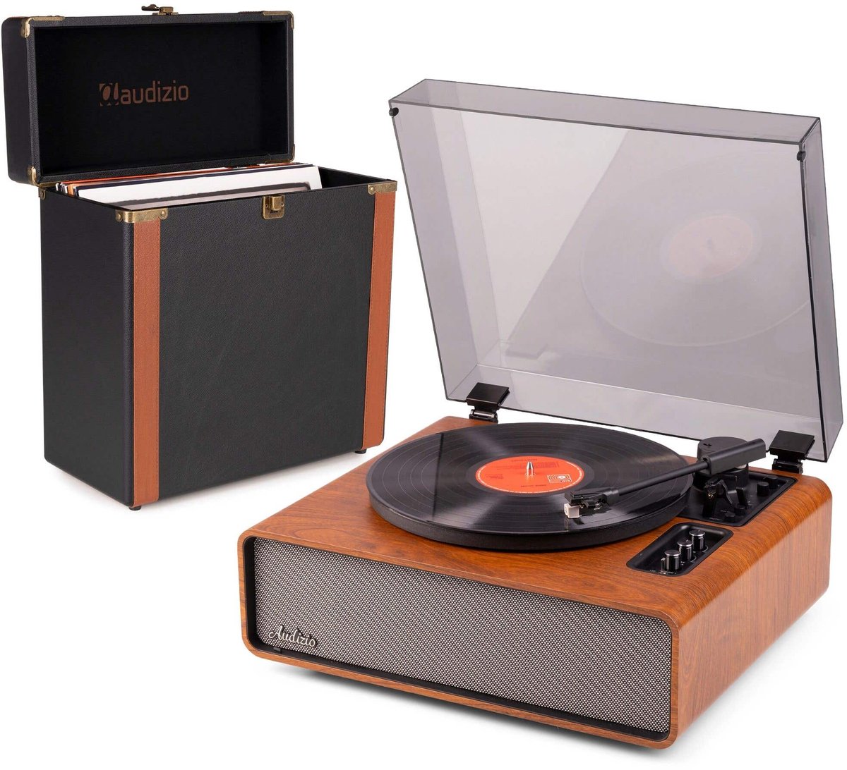 Premium platenspeler - Audizio Laredo - LP speler - Bluetooth platenspeler met platenkoffer - Hout