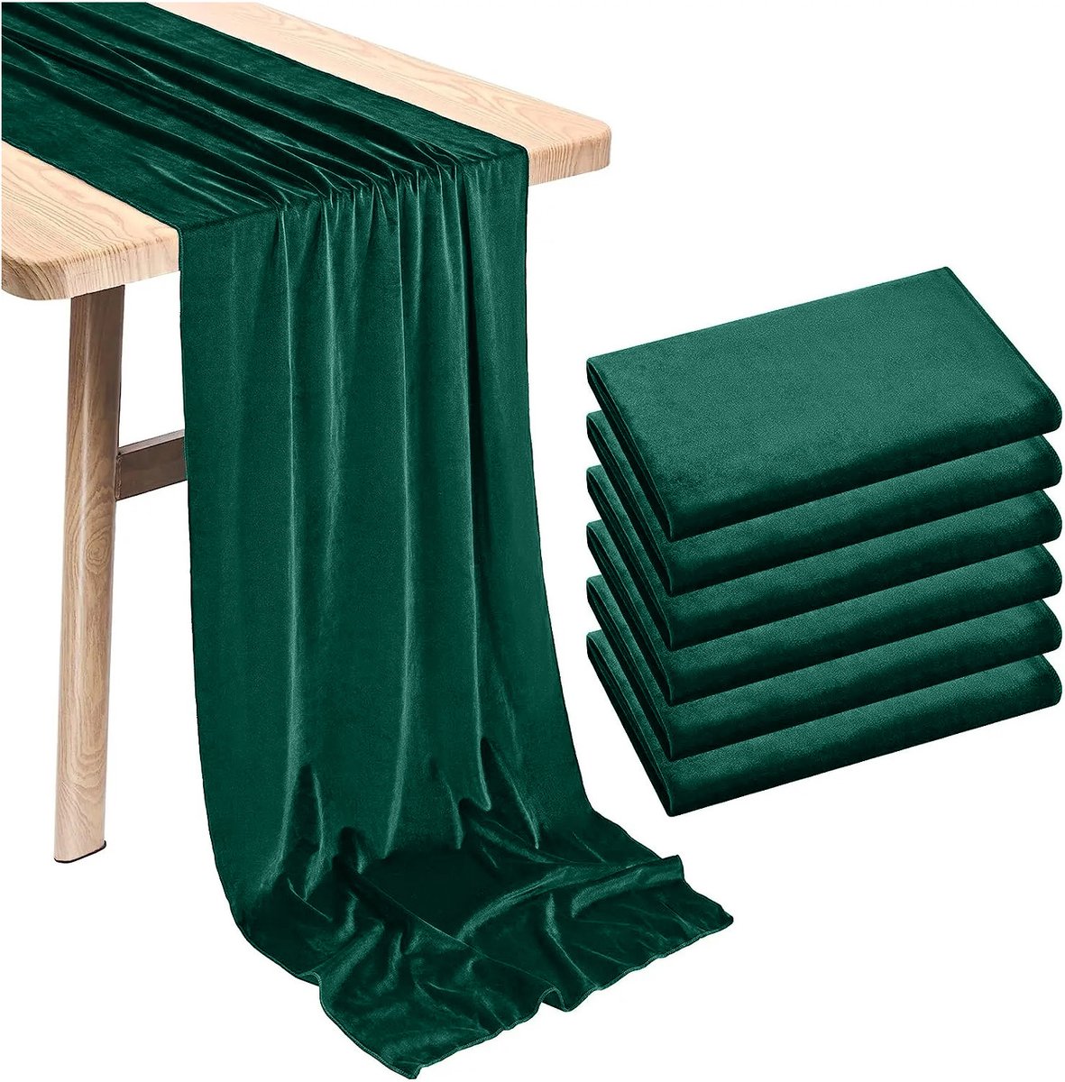 Meble odNowa - Tafelloper - Velours - Groen - 40x275 cm