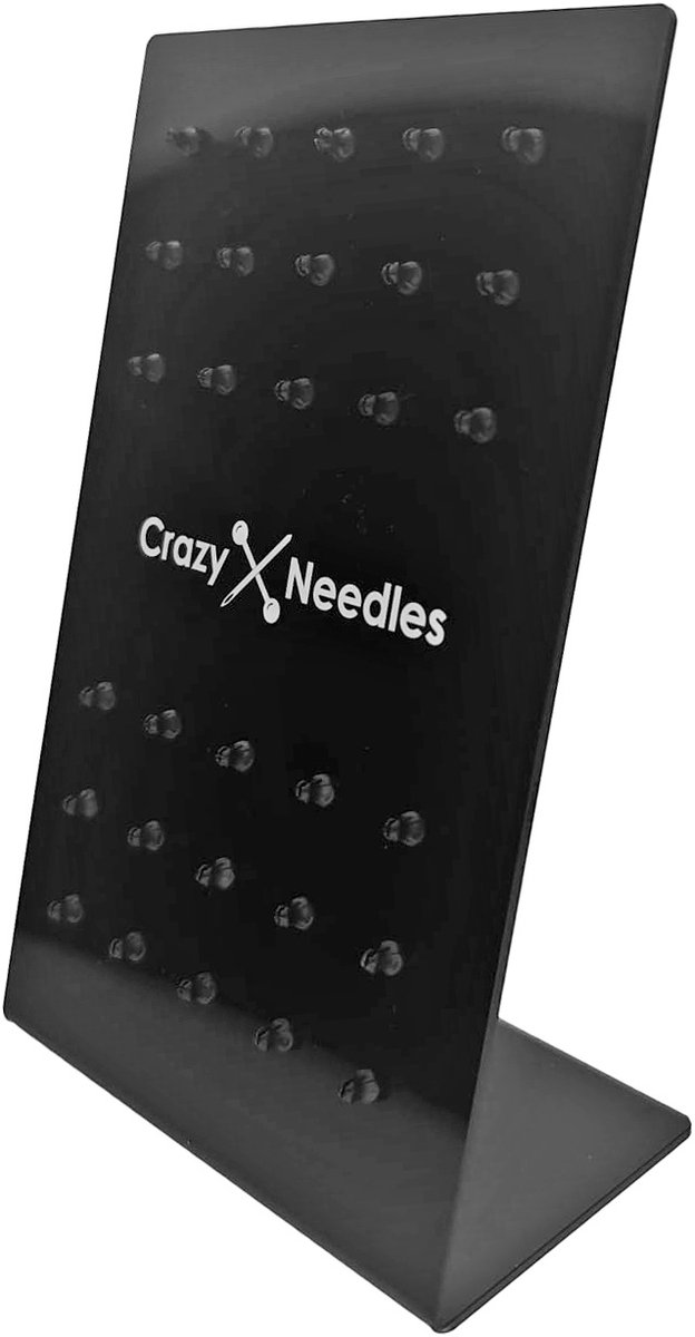 Crazy Needles - Acryl Oorbellen Display - Zwart - 30 Houders - 19cm Hoog