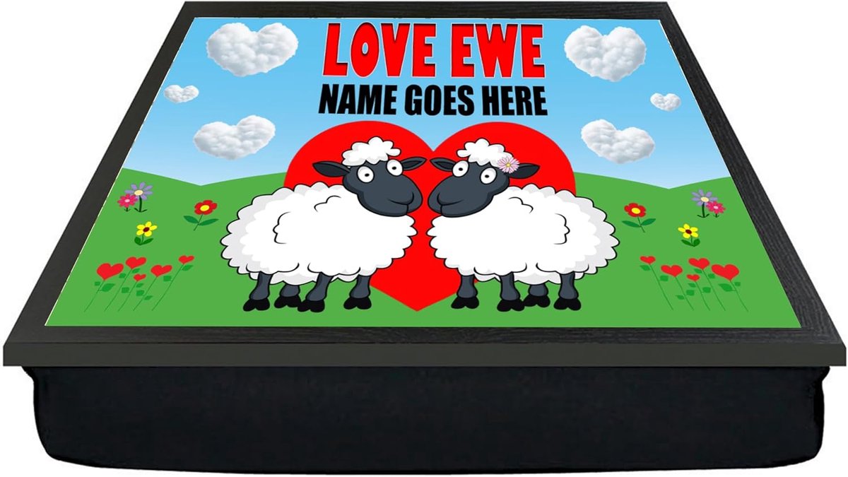 Lieve Schapen Dienblad - Gepersonaliseerd Cadeau - Ontbijt in Bed - Zachte Kussens - 34x45