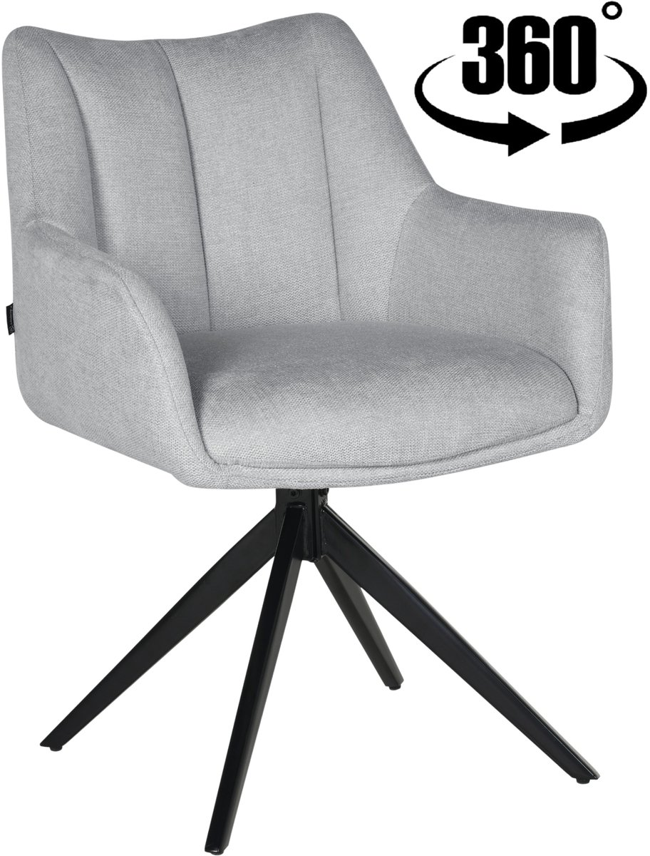 ExitoDesign MONDO Serie - Bureaustoel - Grijze Stoffering - Zwart Metalen Frame - 360° Mechanisme