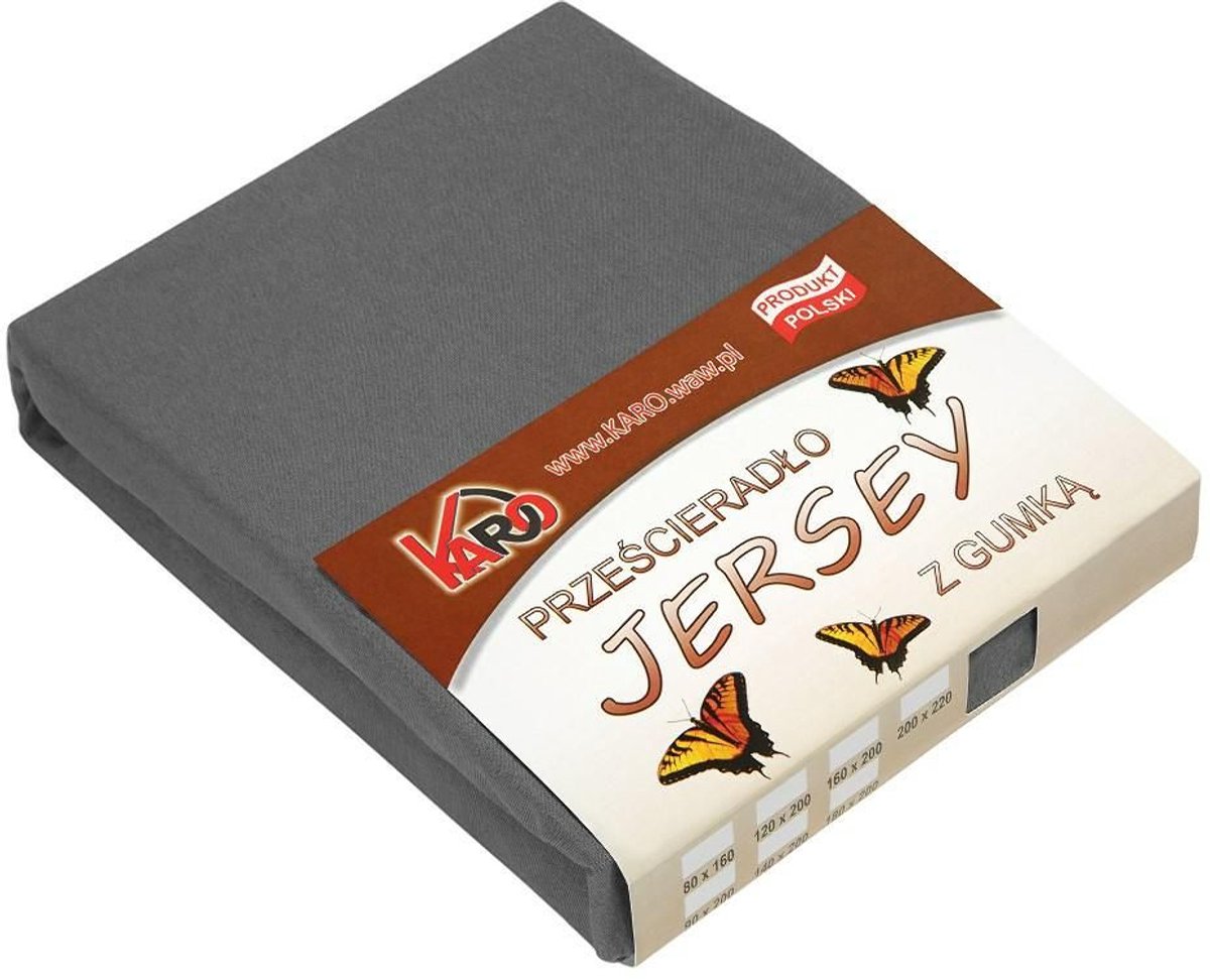 KARO - Jersey Hoeslaken - 120x200 cm - Antraciet - 100% Katoen