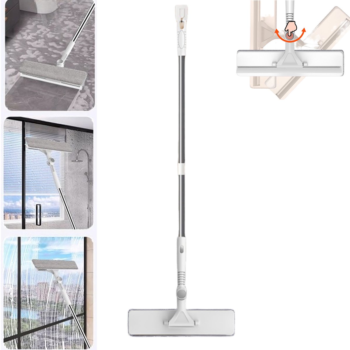 Hearyoo Waterwisser met Uitschuifbare Steel - 180° Draaiend Raam- en Vloerreinigingsgereedschap - Multifunctionele Schoonmaakset