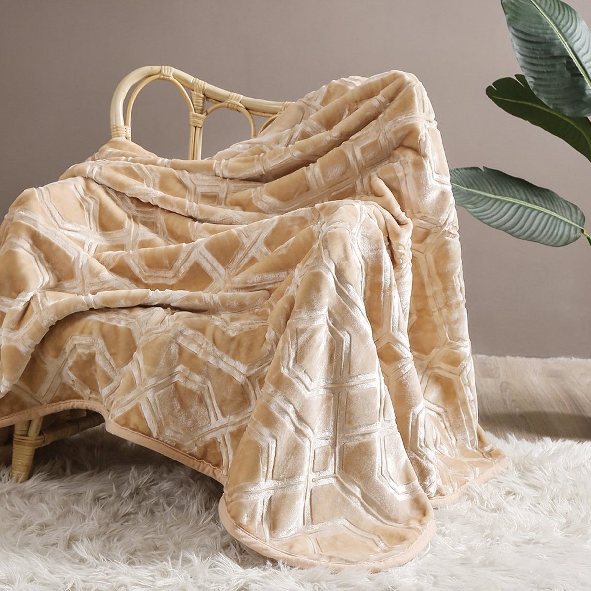 Zacht Beige Plaid 160x200cm - Warm & Zacht Acryl