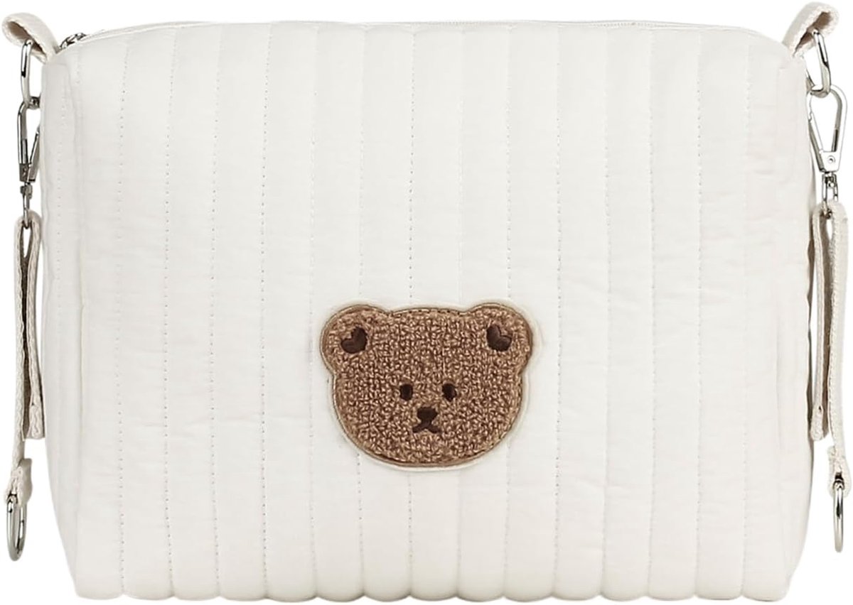 Luier opbergtas - Baby organizer - Reizen met baby - Geborduurd berendesign - 22 x 18 x 8 cm
