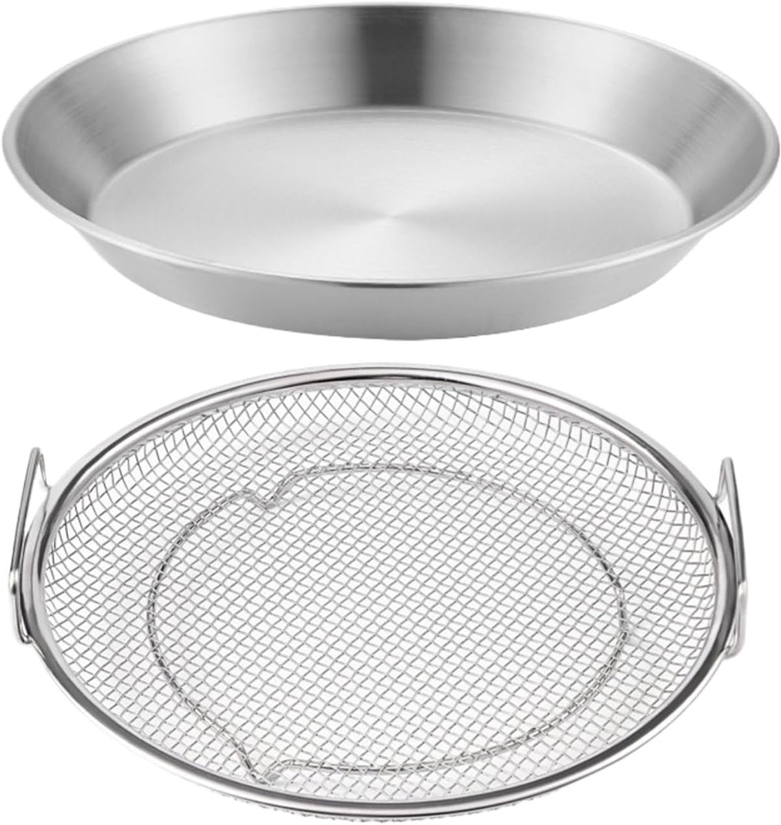 Frituuroliefilter Set - Afdruiprek Lekbak - Gefrituurd Eten - Roestvrij Staal - 3 Maten