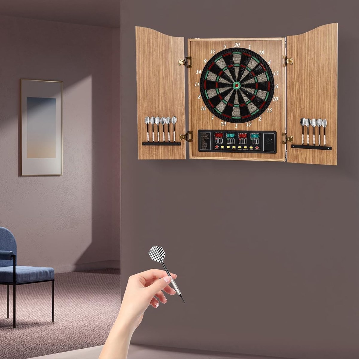 Elektronisch Dartbord - Dartspel Set - Thuis Entertainment - 27 Speltypen 243 Variaties - 50x69cm Opgevouwen