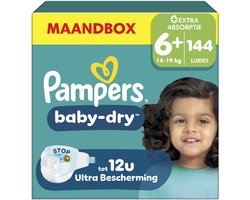 Pampers Baby-Dry Maat 6+ - 144 Luiers - 14kg-19kg