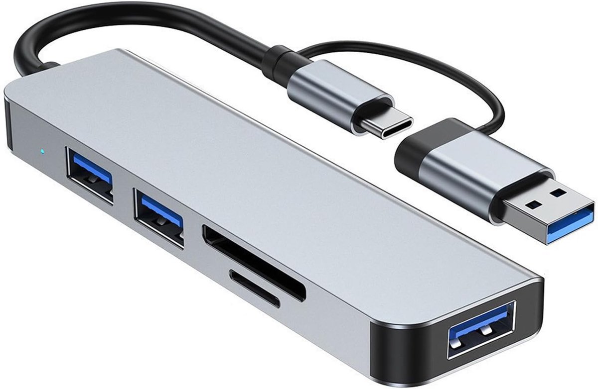 USB C Hub - Multiport Adapter - Snelle Data Overdracht - 5-in-2 Poorten - 15 x 4 x 3 cm