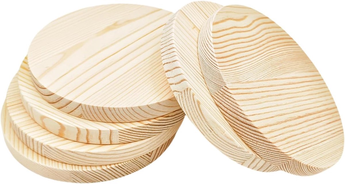 Ronde Houten Platen - Blanco Hout Cirkels - Knutselprojecten Graveren - Onafgewerkt Dennenhout - 15 cm Diameter - Naturel