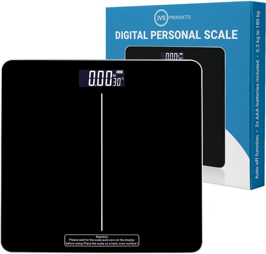 Personenweegschaal - Digitaal - LCD Display - Tot 180 KG - Incl. Batterijen - Lichaamsweegschaal - Zwart
