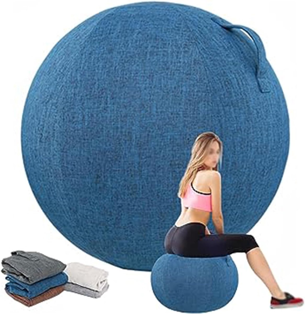 Balhoes Fitness - Yoga Balhoes - Zitbal Bescherming - Ademend Linnen Materiaal - 65 cm - Beige