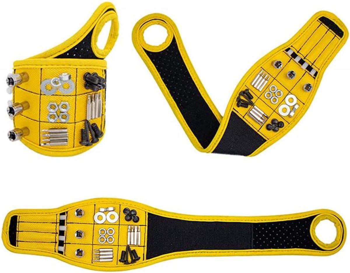 Magnetische Polsband - Gereedschap Houder - Klus Klussen - Sterke Magneten - 46cm Lengte - Geel
