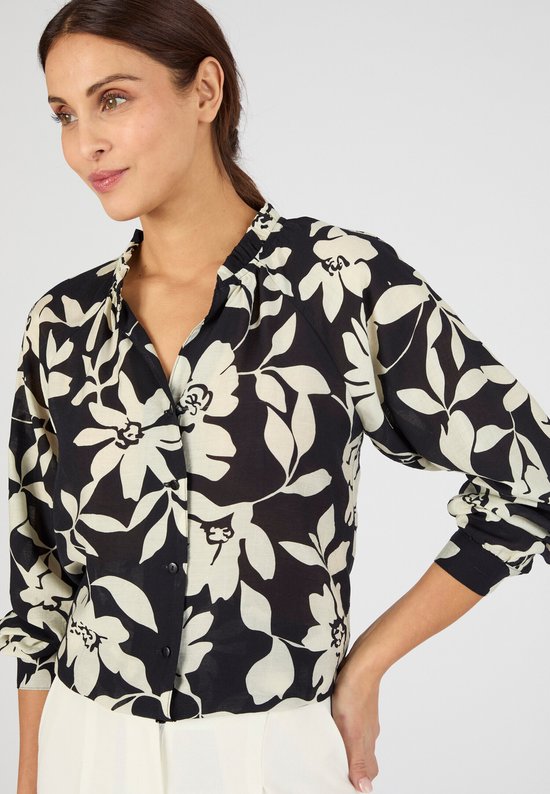 Damart - Blouse souple bicolore - Dames - Zwart - 40