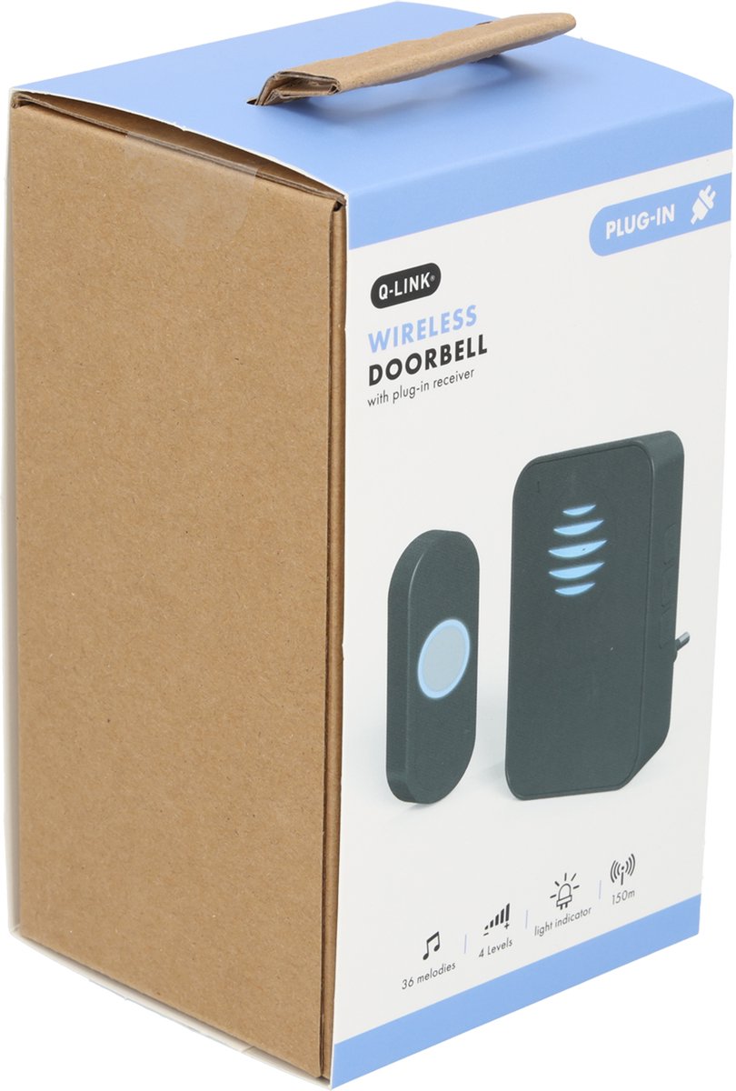 Q-Link Draadloze Deurbel - Zwart - 36 Melodieën - LED Flits