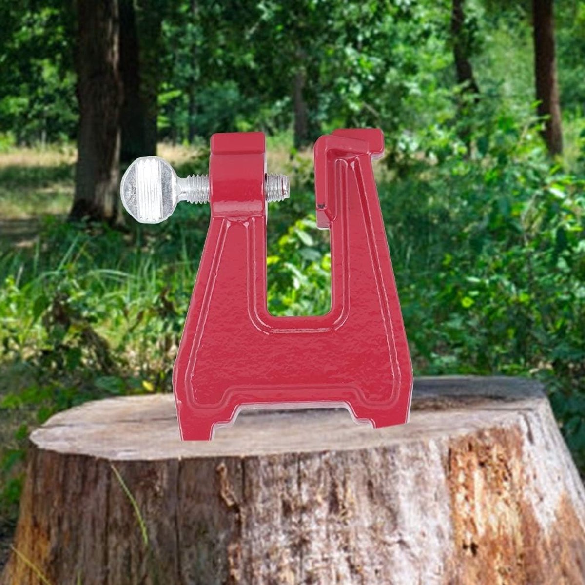 Kettingzaag Slijper - Stronkgereedschap - Slijpen Ter Plaatse - Robuuste Montageklem - 20 x 12 x 4 cm - Rood