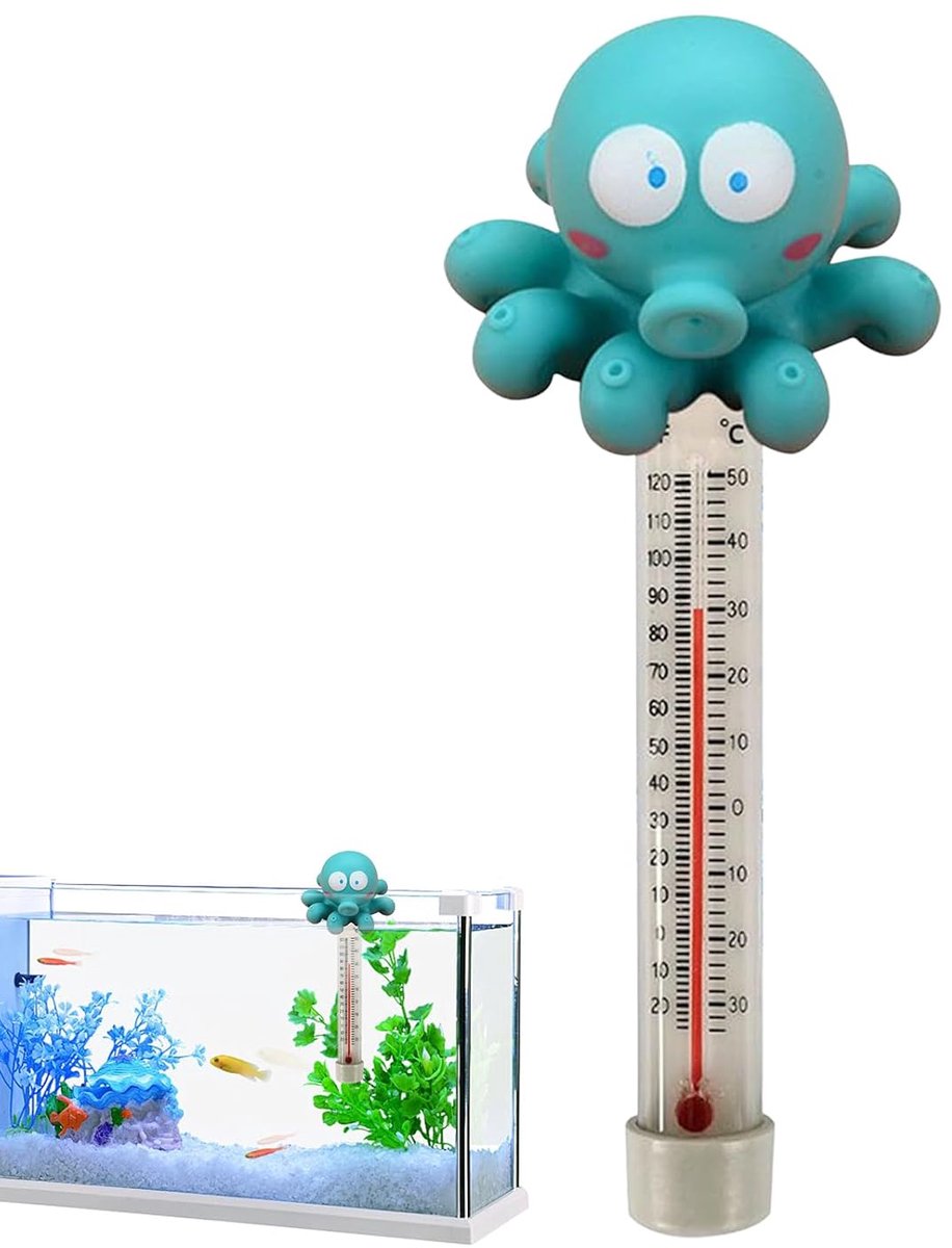 Zwembad Thermometer - Water thermometer - Water temperatuur meten - Drijvend cartoon ontwerp - 21 cm - Octopus