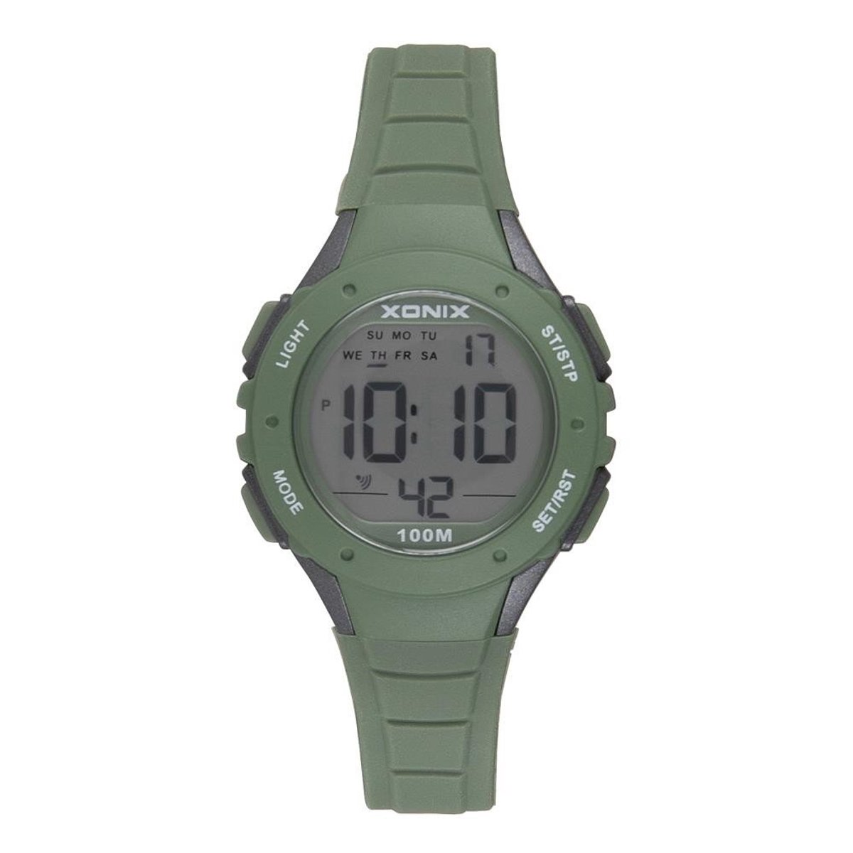 Xonix IT-A07 - Horloge - Digitaal - Kinderen - Unisex - Siliconen band - ABS - Cijfers - Achtergrondverlichting - Alarm - Start-Stop - Chronograaf - Tweede tijdzone - Waterdicht - 10 ATM - Zwart