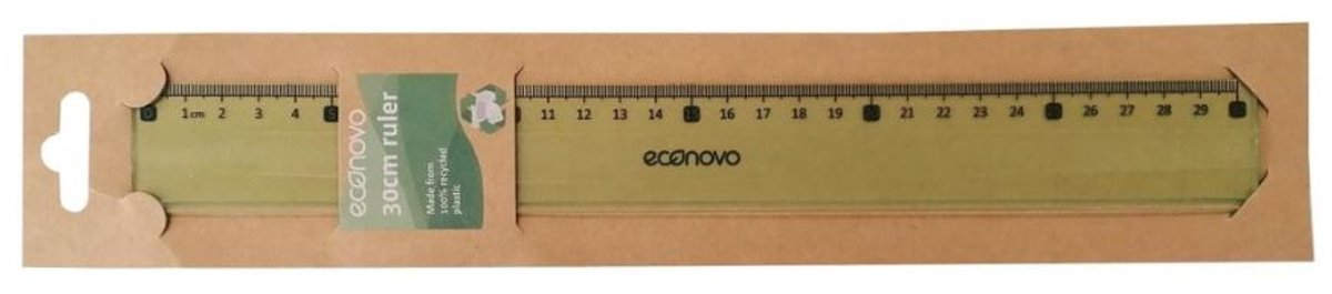 Econovo meetlat, uit gerecycleerd plastic, 30 cm, groen, blister 1 stuk
