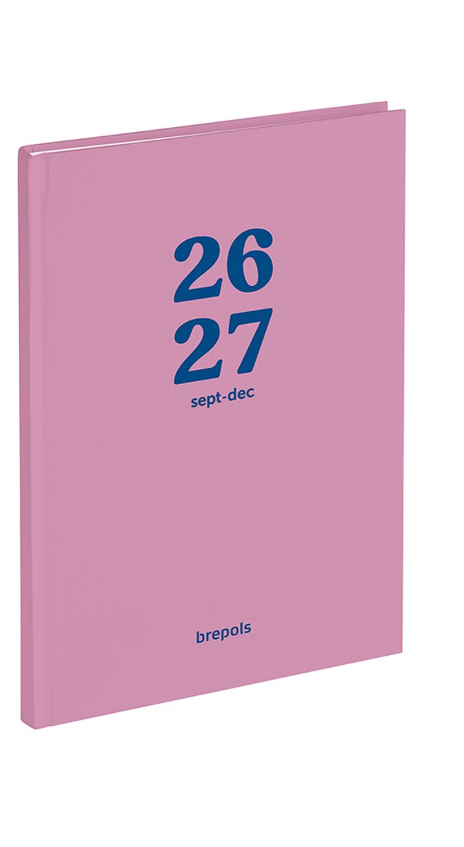 Brepols agenda 2026-2027 - Bretime CORAL - Schoolagenda - 16 maanden - 1 week per 2 pagina's - Gekartonneerde omslag - Weekoverzicht - Rose - 14.8 x 21 cm