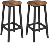 BEGRYF Lot de 2 tabourets de bar - Brun rustique - Assise ronde - Avec repose-pieds - 32x32x65 cm - Design industriel - Assise aspect bois