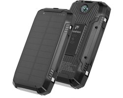imoshion® Solar Powerbank 30.000 mAh - Draadloze powerbank Zonneenergie - Snellader 22.5W - Ingebouwde kabels USB C - LED Indicatie & Zaklamp & Kompas - Noodpakket