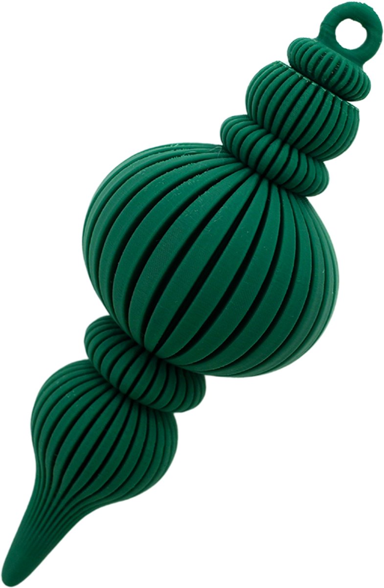 Langwerpige kerstbal – Decoratief object – Maretak Groen - 1 stuks - 3d geprinte object – Winter woondecoratie – 12CM