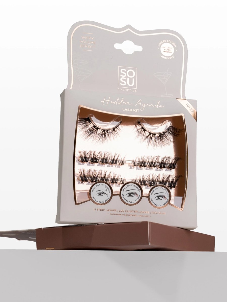 Sosu | Hidden Agenda | Eyelash Kit Ibiza - 1 strip eyelashes - 20 clusterlashes - 1 glue - Vegan