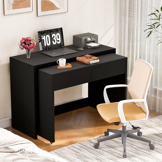 Sweiko 2-in-1-Bureau - Vrij te combineren - Massief houten blad