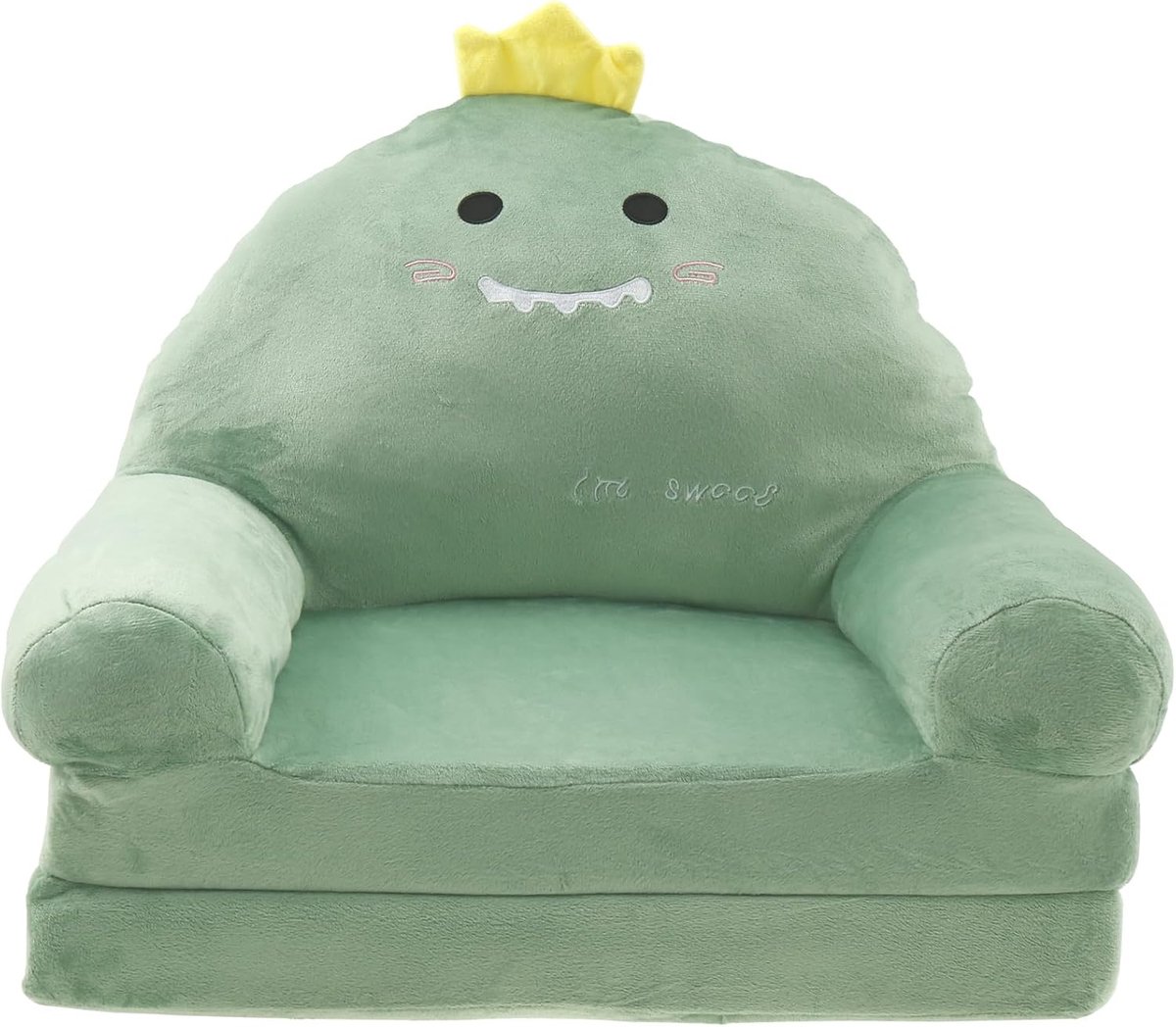 Kinder Sofa Bed - Kinderstoel Kinderbank - Ontspannen Spelen - Inklapbaar Ontwerp - 50x36x6 cm - Groene Dino