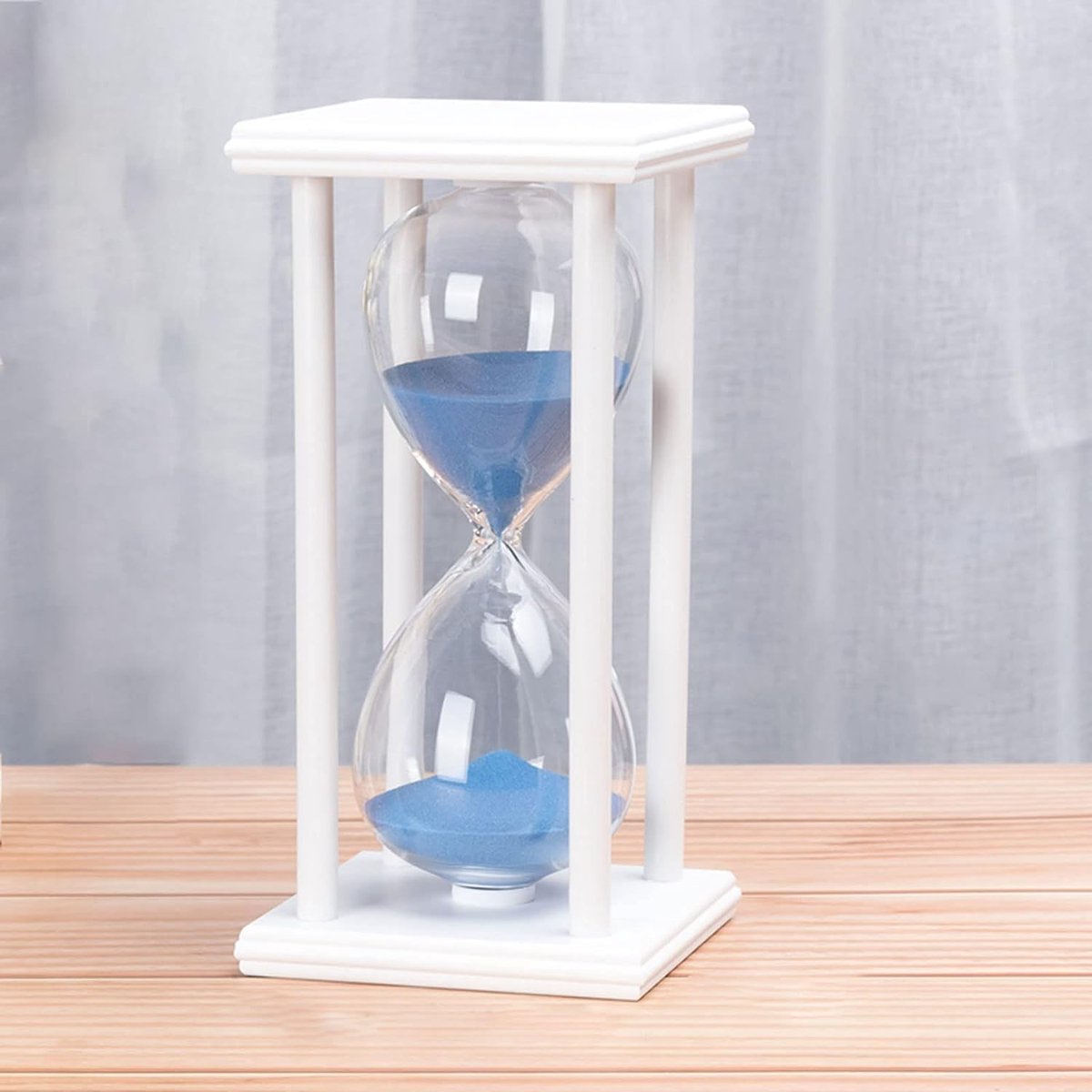 Zandloper Timer - Decoratieve Zandloper - Koken en Timing - Houten Basis - 45 Minuten - Wit