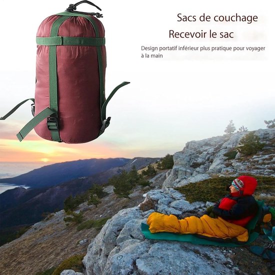 Compressiezak - Slaapzak compressiezak - Slaapzak opbergzak - Opbergzak - Opbergzakken voor backpacken - Draagbare slaapzakopbergzak - Lichtgewicht backpackzak - kampeeropbergzak - voor reizen, kamperen en outdoor backpacking - rood - 18*18*38 cm van Merkloos — afbeelding 5