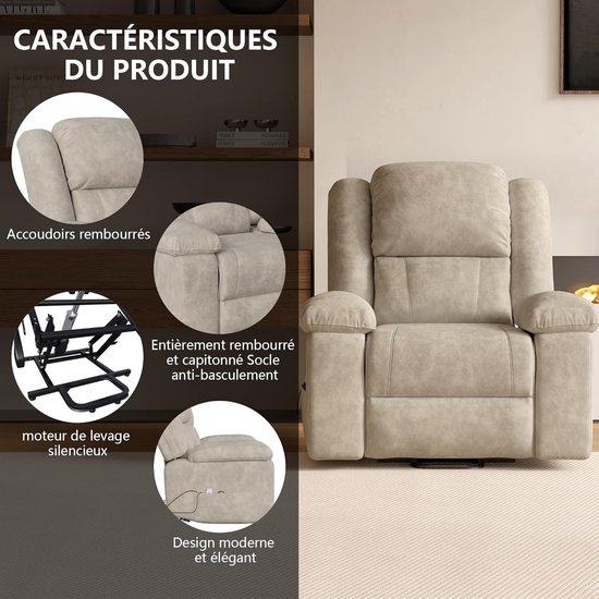 Elektrische Relaxfauteuil - Verstelbare Stoel - Ontspannen TV Kijken - Met Trilfunctie Verwarming - 93x102x106 cm - Bruin — afbeelding 4