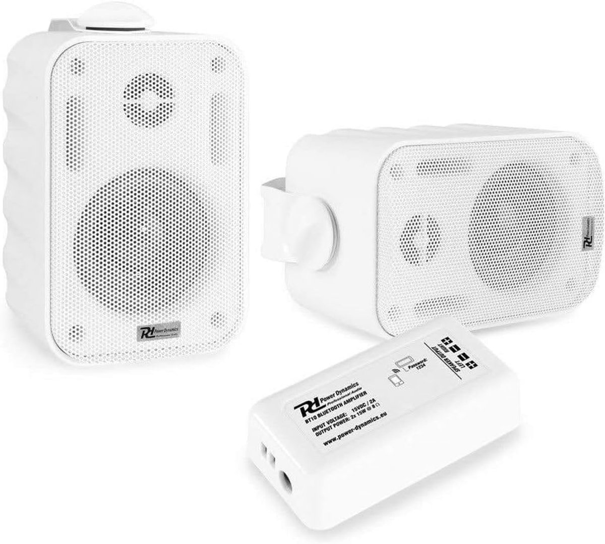 Opbouw Speakerset - Bluetooth Geluid - Buiten Muziek - Waterdicht Ontwerp - 18x12x10 cm - Wit