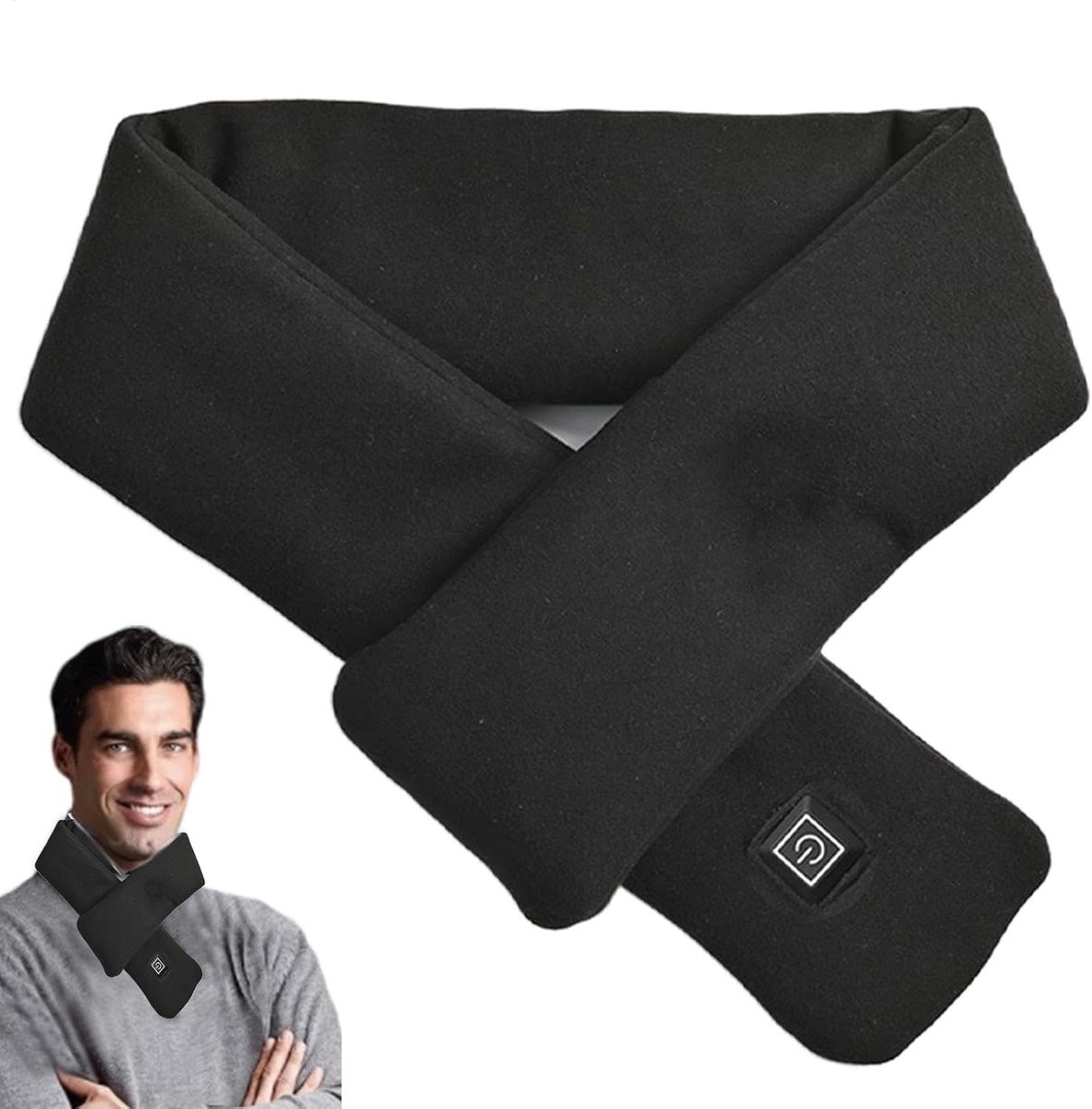 Warmtekussen Nek - Verwarmde Bandage - Pijnverlichting - Oplaadbaar USB - 80 x 11 cm - Zwart