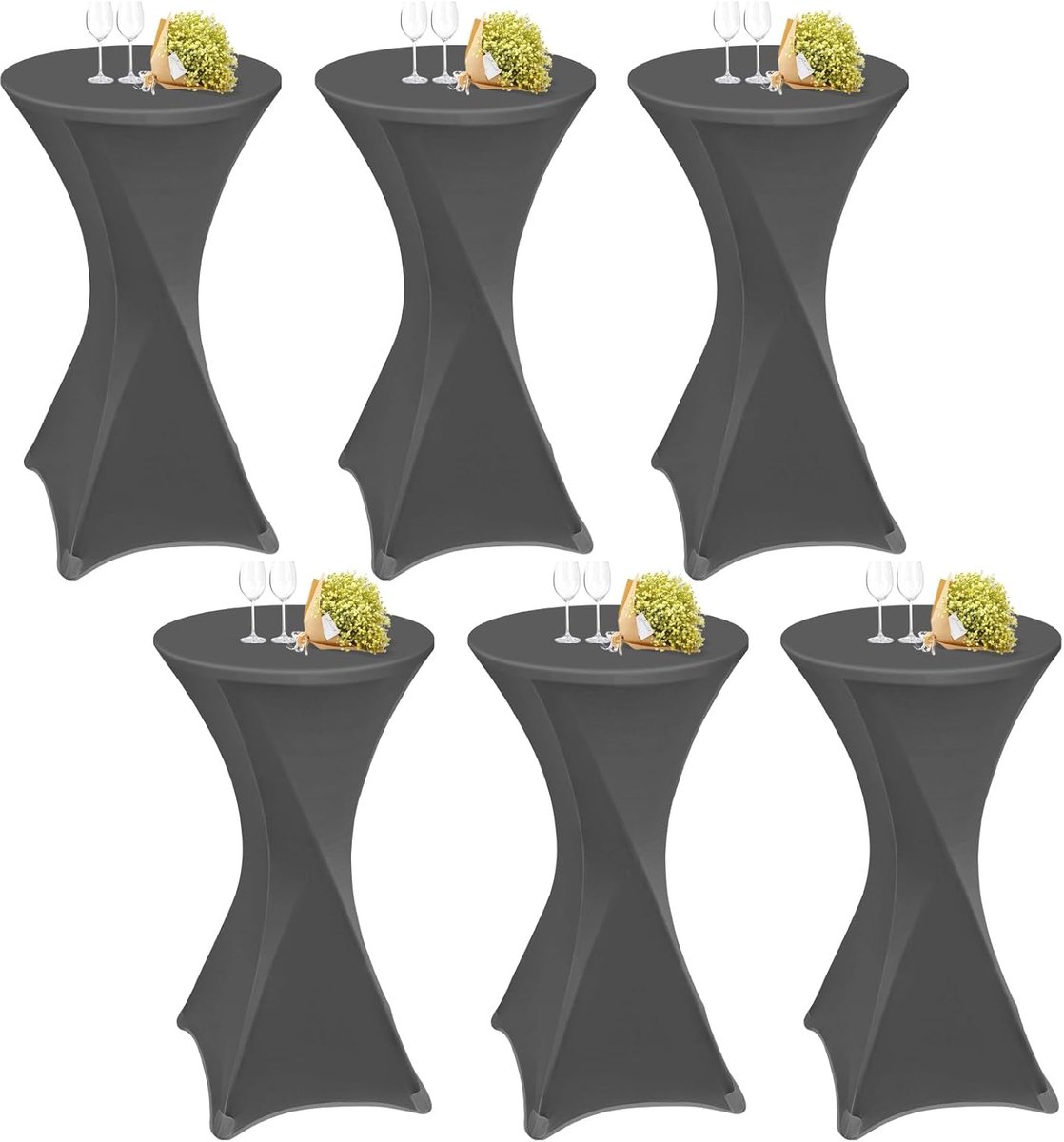 Statafelhoezen Set - Elastische Tafelkleden - Feestelijke Decoratie - Verstevigde Voetruimte - 60 x 110 cm - Donkergrijs