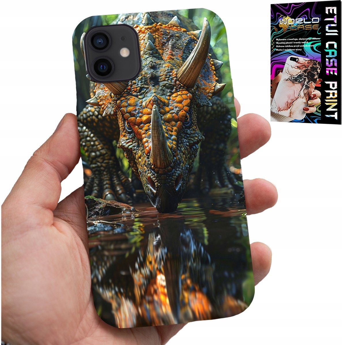 HOESJE VOOR IPHONE 12 MINI - DINO DINOSAURUS TRICERATOPS HOESJE