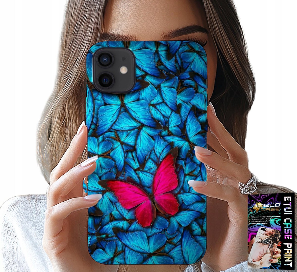iPhone 12 Mini hoesje - Blauwe vlinders, vlinder, vrouwelijke patronen